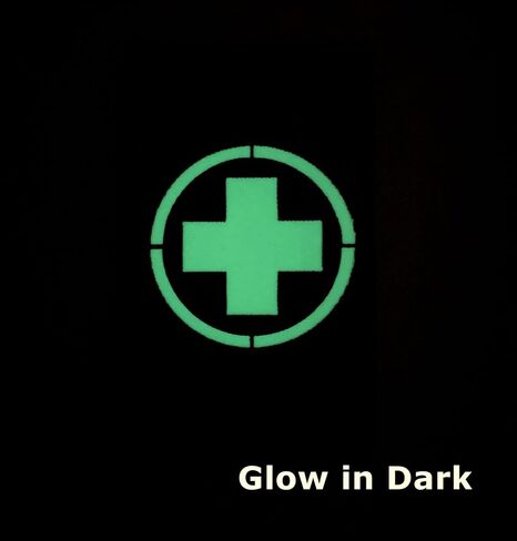2 Pieces Glow in Dark Medic Cross First Aid Patches EMS EMT MED Medical Rescue Tactica Military with Hook and Loop Fastener Backing (Glow in Dark-Black) in Saudi Arabia