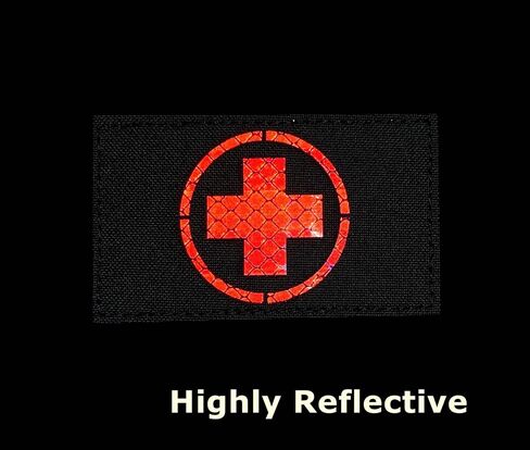 2 Pieces Glow in Dark Medic Cross First Aid Patches EMS EMT MED Medical Rescue Tactica Military with Hook and Loop Fastener Backing (Glow in Dark-Black) in Saudi Arabia