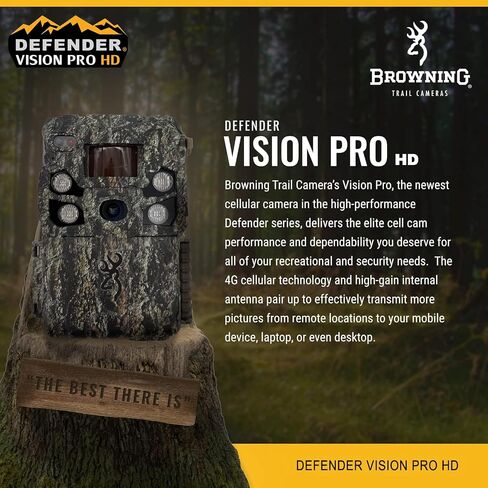 كاميرا Browning Trail Cameras Defender Vision Pro HD 24MP مزدوجة الشريحة لألعاب الصيد - هوائي فائق الكسب، نطاق كشف ليلي 110 بوصة وتوافق مع تطبيقات الهاتف الذكي (OVIX Camo) in Saudi Arabia