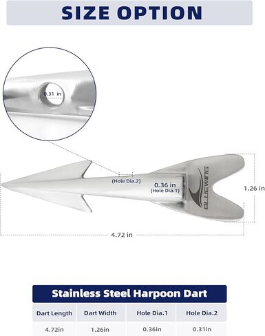 BLUEWING Stainless Steel Harpoon Dart 1pc Harpoon Tip Big Game Harpoon Dart for Tuna, Marlin Fishing in Saudi Arabia
