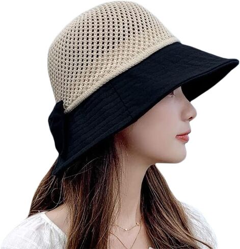 Women's UPF 50+ UV Sun Protection Breathable Wide Brim Bowknot Sun Hat Bucket hat in Saudi Arabia