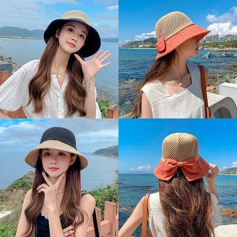 Women's UPF 50+ UV Sun Protection Breathable Wide Brim Bowknot Sun Hat Bucket hat in Saudi Arabia