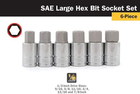 Titan 16131 7-Piece 1/2-Inch Drive Metric Hex Bit Socket Set, Magnetic Socket Organizer with Laser-Etched Size Markings in Kuwait