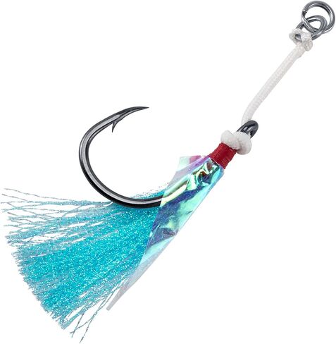 Dr.Fish 10 Pack Fishing Jigging Assist Hooks Saltwater Vertical Jig Single Replacement Hook Mylar Flash Teasers Slow Pitch Jig Lure Tuna Mackerel Flounder Snapper Offshore Fishing in Saudi Arabia