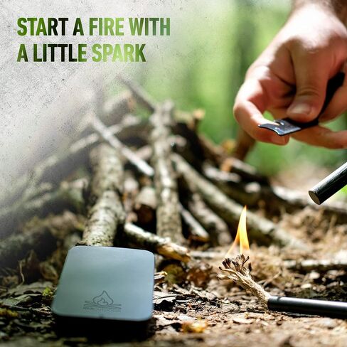 Survival Fire Tinder Wick + Bellow - حبل من الجوت المملوء بالشمع مع منفاخ من الألومنيوم الأسود - حبل فتيل قنب مقاوم للماء يعمل مع مشعلات الحريق الصوان بقضيب حديدي in Saudi Arabia