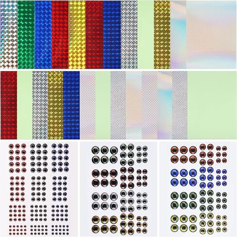 Fishing Lure Stickers Fishing Eyes Kit, 352pcs 3D 4D 5D Artificial Fishing Lure Eyes Adhesive Holographic Fish Scale Lure Tapes for Fly Tying Lures Crafts DIY Materials Tool in Saudi Arabia