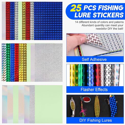 Fishing Lure Stickers Fishing Eyes Kit, 352pcs 3D 4D 5D Artificial Fishing Lure Eyes Adhesive Holographic Fish Scale Lure Tapes for Fly Tying Lures Crafts DIY Materials Tool in Saudi Arabia