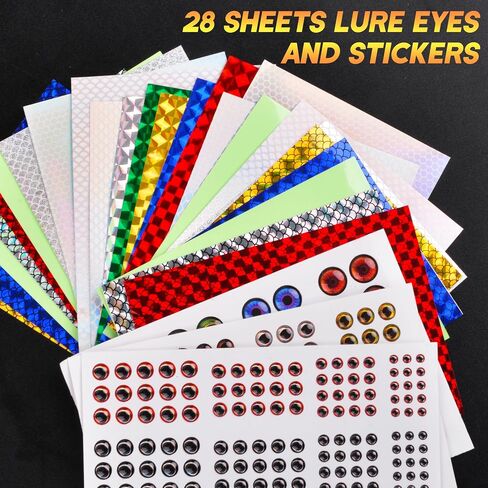 Fishing Lure Stickers Fishing Eyes Kit, 352pcs 3D 4D 5D Artificial Fishing Lure Eyes Adhesive Holographic Fish Scale Lure Tapes for Fly Tying Lures Crafts DIY Materials Tool in Saudi Arabia