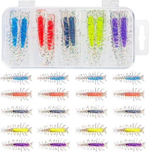 Sandwich Hellgrammite 20PCS 2" Soft Plastic Fishing Lures Ned Jig Drop Shot Rig Super Realistic Fishing Lure, Bass Fishing Lure, Trout Fishing Lure in Saudi Arabia