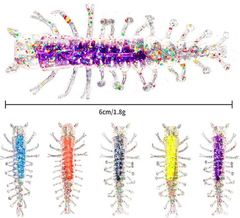 Sandwich Hellgrammite 20PCS 2" Soft Plastic Fishing Lures Ned Jig Drop Shot Rig Super Realistic Fishing Lure, Bass Fishing Lure, Trout Fishing Lure in Saudi Arabia