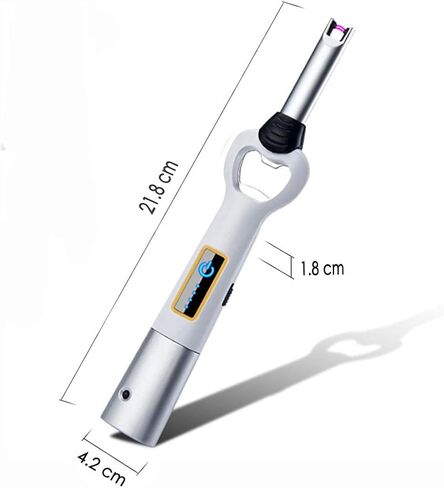 ولاعة مطبخ كهربائية طويلة USB، متعددة الاستخدامات ولاعة للتخييم ولاعة شموع، مثالية كهدية عيد الميلاد، عديمة اللهب بدون البيوتان (أبيض فضي) in Kuwait