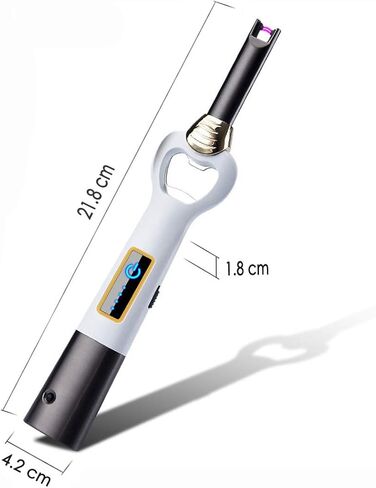 Long USB Electric Kitchen Lighter, Verstile Use as Camping Lighter and Candle Lighter, Ideal as Christmass Gift, Flameless without Butane (White Silver) in Saudi Arabia