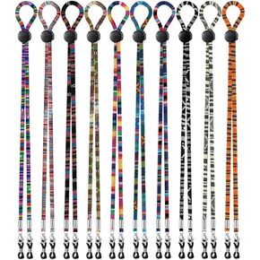 10Pcs Portable Ethnic Pattern Neck Buckle Lanyard Hanging String Neck Strap Hat Chin Cord Glasses Masks with Adjustable Cord Fastener，Unisex Removable Sun Hat Chin Strap