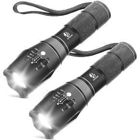 yIFeNG مصباح يدوي تكتيكي، XML T6 مصباح يدوي LED فائق السطوع مع تركيز قابل للتعديل و5 أوضاع إضاءة للتخييم والمشي لمسافات طويلة في حالات الطوارئ (عبوة واحدة)