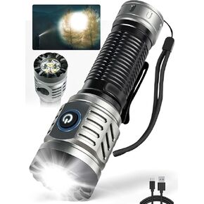 Rechargeable Flashlight - 1500 High Lumens, Powerful LED Flashlight with 4 Lighting Modes, Strobe, Handheld Tactical Flashlight with Clip for Emergencies, Camping, Hiking