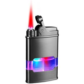 Metal Torch Lighter Mini Butane Refillable Flash Lighter Jet Flame Lighter Unique Men's Gift, Candle Birthday Camping Accessory (Black)