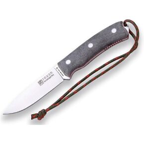 Joker Bushcraft Bushcrafter CV120, micarta handle, 4.13 inches blade of Böhler N695 Steel, with black leather Sheath and paracord 550, Tool for fishing, Hunting, camping and hiking
