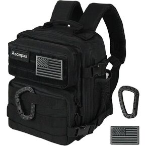 Mini Tactical Backpack, 9L Small Gym Backpacks Sport Bag for Men Women Molle Military Pack with US Flag Patch and Carabiner (Black)