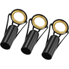 3 Pack Fishing Rod Tips Repair Kit - Stainless Steel Ring Guide Replacement, Corrosion-Resistant, Apply to Fishing Rod (10mm Tube Dia, Black)