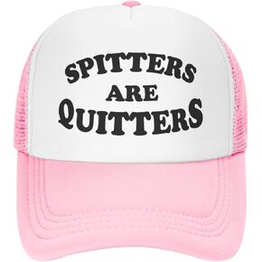 قبعة Spitters are Quitters قبعات سائقي الشاحنات المضحكة، قبعة صيد كلاسيكية قابلة للتعديل للرجال والنساء باللون الأسود