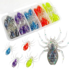 Spider Fishing Lures for Bass Fishing Soft Spider Baits Kit Artificial Spider Lures Simulation Realistic Soft Spider Lures Swimbaits Bait for Bass Trout Pike 35pcs