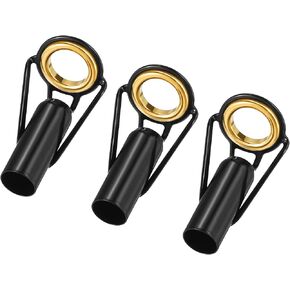 3 Pack Fishing Rod Tips Repair Kit - Stainless Steel Ring Guide Replacement, Corrosion-Resistant, Apply to Fishing Rod (7.5mm Tube Dia, Black)