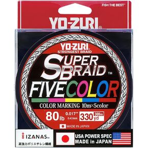 Yo-Zuri YZ-SB-80LB-5C-330YD: Superbraid Five Color 330Yds 80Lbs, (5 Color)