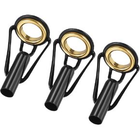 3 Pack Fishing Rod Tips Repair Kit - Stainless Steel Ring Guide Replacement, Corrosion-Resistant, Apply to Fishing Rod (4.2mm Tube Dia, Black)