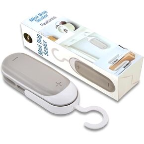 Mini Bag Sealer, Chip Bag Seal Tool, Portable Heat Vacuum Sealer, 2 in 1 Cutter and Press Packaging, Small Sealing Machine for Potato Chips, Plastic Snack Bags, Kitchen Food Storage Hand Sealers