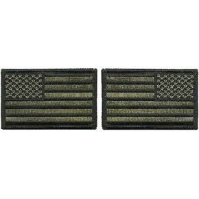 Tactical USA Flag Patch and Reverse USA Flag Patch - Olive Drab (OD) 2"x3" - by Ranger Return (RR-TACT-USAF-WREV-00OD)