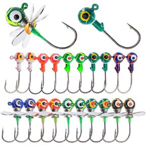 20Pcs/50Pcs Fishing Jig Heads Hooks, 1/8oz,1/18oz Crappie Spinner Blade Fishing Lure Jigs Underspin Jig Heads Paddle Tail Swimbaits Pre-Rigged Fishing Spoons and Marabou Feather