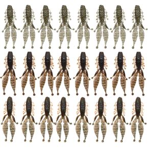 eMagTech 24Pcs Fishing Soft Lures Crawfish Soft Baits Bionic Replica Bait Artificial Lures Bait Fishing Accessories for Texas Rig