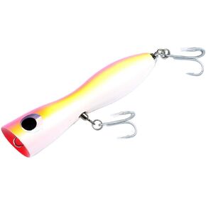 Thorn GT Popper Tuna Surface Floating Topwater Plug Wood Bait Saltwater (Pink-Yellow)