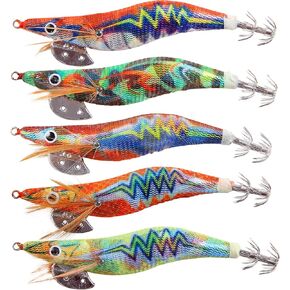 Squid Jig Saltwater Glow Squid Lures, 5/10pcs Luminous Shrimp Lures Fluorescent Squid Jigs Prawn Cuttlefish Sleeve Octopus Jigs Fishing Lures Size 2.5 3