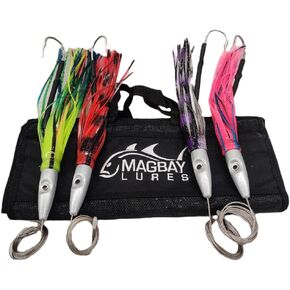 Torpedo Speed Wahoo Trolling Set with Lure Bag + Wire and Cable Rigged Wahoo Lures