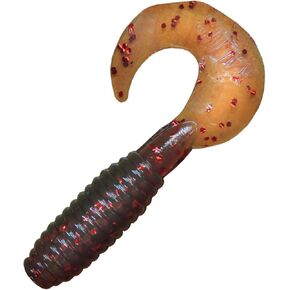 Kalin's Lunker Grub, Motor Oil/Red Flake, 5"
