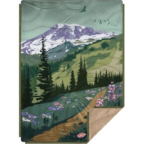 Outdoor Camping Blanket - Puffy Ultralight Packable Blankets for Sleeping, Camp, Travel, Hiking, Stadium, Sherpa Fleece Warm Puffer Portable Camping Quilt, DWR,Machine Washable，56"x 78"