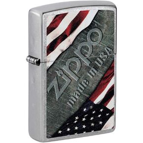 Zippo Lighter: American Flag and Metal - Street Chrome 81404