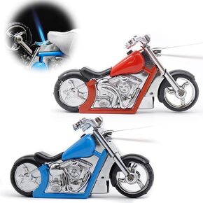 2 Pack Red Blue Metal Torch Lighter Cool,Jet Flame Windproof Lighters,Jet Torch Adjustable,Refillable Butane Lighter,BBQ Candles Kitchen