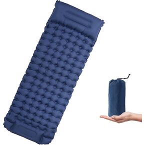 Self Inflating Camping Sleeping Pad, Built-in Foot Pump & Pillow Inflatable Camping Mat Single Air Mattress for Hiking, Camping Mattress Sleeping Pad for Camping Hiking Tent Travel