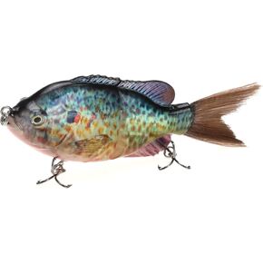 Create idea 125mm Double Hook Bluegill Glide Bait Topwater Fishing Lure ABS Three Hair Hook 2 Section Lifelike Bait for Bass Trout Perch Pike Lure Fishing