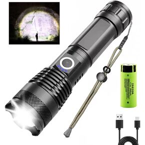 LED Flashlight,High Powered 10000 Lumens Super Bright Flashlight High Lumens with 5 Modes,Waterproof Focus Zoomable flashlights for emergencies,Outdoor, Home,Camping, Hiking,Gifts for Birthday
