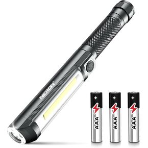 NICRON Worklight Flashlight Pocket COB Magnetic Base Work Light, 500 Lumens Inspection Pen Light 5 Modes LED Flood Beam WL15 Handheld Led Flashlight 3*AAA for Car Repair, Household and Outdoor Use