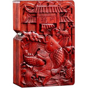 Natural Huanghuali Rosewood Carving Lighter Outer Casing for Zippo Module (Fisherman)