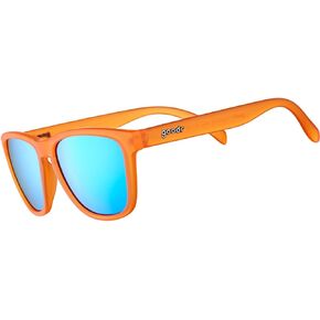 goodr Donkey Goggles Polarized Sunglasses for Men & Women, Orange Translucent Frame with Blue Reflective Lens, UV400 Protection, No Slip, No Bounce