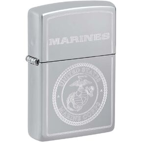 Zippo Lighter: USMC Marines Logo, Engraved - High Polish Chrome 81253