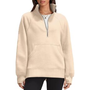 OFEEFAN Quarter Zip Sweatshirts For Women Pullover Oversized Hoodies Sweaters Fall Outfits Winter Clothes Thumb Hole 2024
