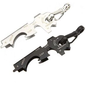 2 pc of 8 in 1 Stainless Steel Multi-function Tool Keychain Outdoor Survival Gear