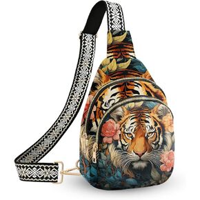 Sloth Leather Sling Bag Small Crossbody Backpack Travel Shoulder Pack Hiking chest Daypack for Women Adjustable Lightweight Outdoor Waterproof Workout