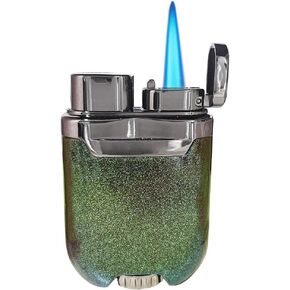 Black Green Cool Butane Torch Lighters,Refillable Adjustable Jet Flame Lighter,Windproof,Gift for Men Candles Camping BBQ (No Butane Fuel)
